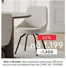 Skeidar Nero spisestol med sving tilbud