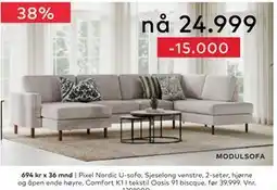 Skeidar Pixel Nordic U-sofa tilbud