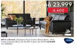 Skeidar Stressless Flora 2-seter. Batick Black tilbud