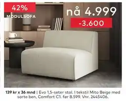 Skeidar Evo 1,5-seter stol tilbud