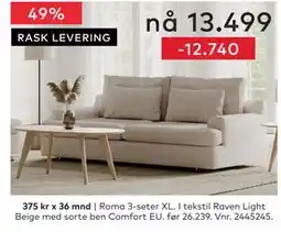 Skeidar Roma 3-seter XL tilbud