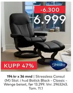 Skeidar Stressless Consul (M) Stol tilbud