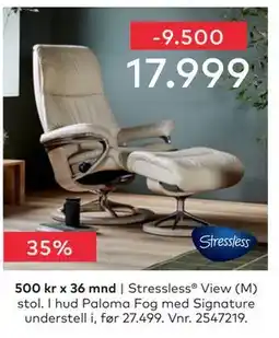 Skeidar Stressless View (M) stol tilbud