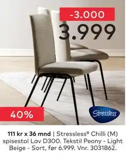 Skeidar Stressless Chilli (M) spisestol Lav D300 tilbud