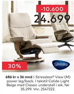 Skeidar Stressless View (M) power leg/back tilbud