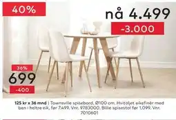 Skeidar Townsville spisebord tilbud