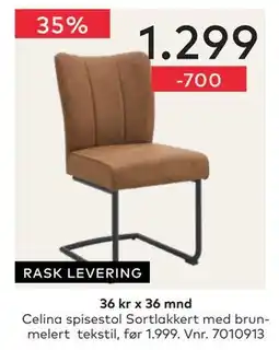 Skeidar Celina spisestol Sortlakkert tilbud