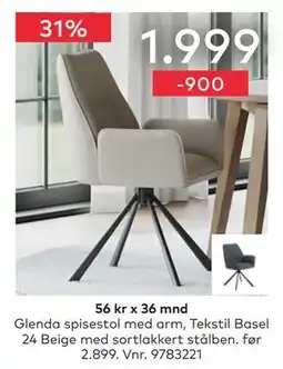 Skeidar Glenda spisestol med arm tilbud