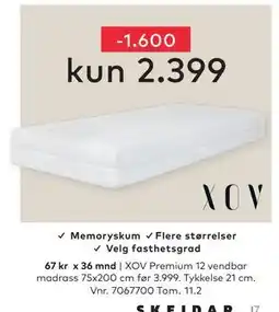 Skeidar XOV Premium 12 vendbar madrass tilbud