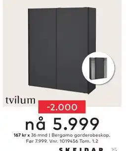 Skeidar Bergamo garderobeskap tilbud