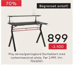 Skeidar Play skrive/gamingbord Sortlakkert tilbud