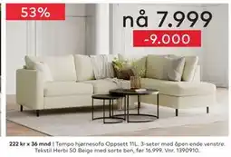 Skeidar Tempo hjørnesofa Oppsett 11L tilbud