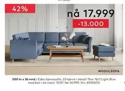 Skeidar Eden hjørnesofa tilbud