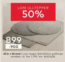 Skeidar Lom teppe 160x230cm tilbud