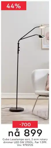 Skeidar Cuba Leselampe sort tilbud