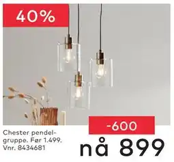 Skeidar Chester pendelgruppe tilbud