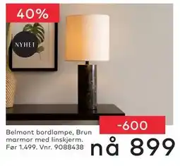 Skeidar Belmont bordlampe tilbud