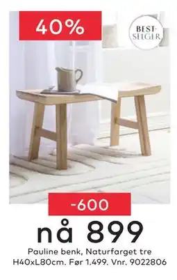 Skeidar Pauline benk tilbud