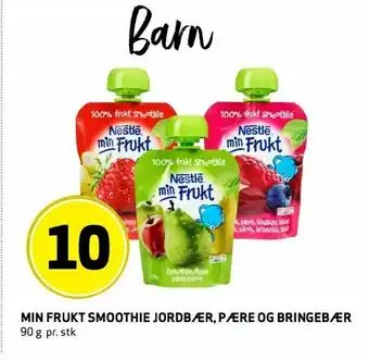 Bunnpris Min frukt smoothie jordbær, pære og bringebær tilbud