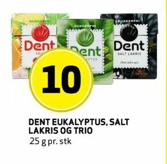 Bunnpris Dent eukalyptus, salt lakris og trio tilbud
