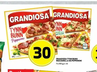 Bunnpris Grandiosa tynn bunn mozzarella og pepperoni tilbud