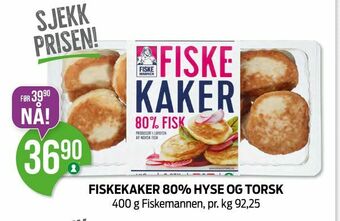 Fiskekaker 80% hyse og torsk