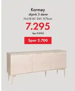 Fagmøbler Karmøy skjenk 3 dører tilbud