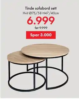 Fagmøbler Tinde sofabord sett tilbud