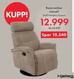 Fagmøbler Roma recliner manuell tilbud