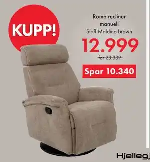 Fagmøbler Roma recliner manuell tilbud