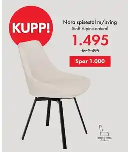 Fagmøbler Nora spisestol m/sving tilbud