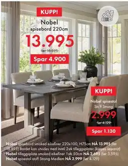 Fagmøbler Nobel spisebord 220cm tilbud