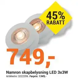 Elektroimportøren Namron skapbelysning LED 3x3W tilbud