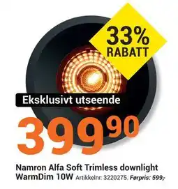Elektroimportøren Namron Alfa Soft Trimless downlight tilbud