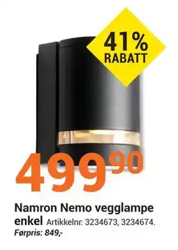 Elektroimportøren Namron Nemo vegglampe enkel tilbud