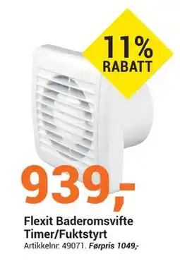 Elektroimportøren Flexit Baderomsvifte Timer/Fuktstyrt tilbud