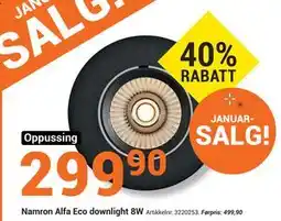 Elektroimportøren Namron Alfa Eco downlight 8W tilbud