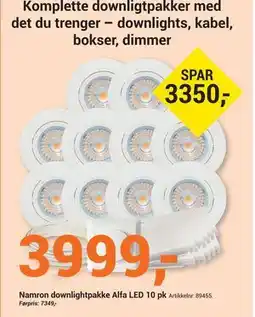 Elektroimportøren Namron downlightpakke Alfa LED 10 pk tilbud
