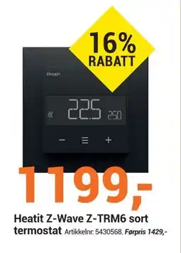 Elektroimportøren Heatit Z-Wave Z-TRM6 sort termostat tilbud