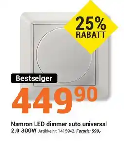 Elektroimportøren Namron LED dimmer auto universal 2.0 300W tilbud