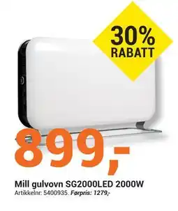 Elektroimportøren Mill gulvovn SG2000LED 2000W tilbud