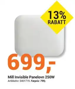 Elektroimportøren Mill Invisible Panelovn 250W tilbud