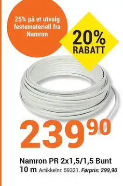 Elektroimportøren Namron PR 2x1,5/1,5 Bunt 10 m tilbud