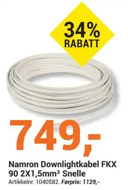 Elektroimportøren Namron Downlightkabel FKX 90 2X1,5mm² Snelle tilbud