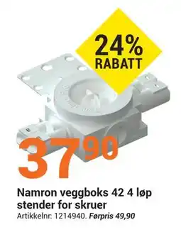 Elektroimportøren Namron veggboks 42 4 løp stender for skruer tilbud