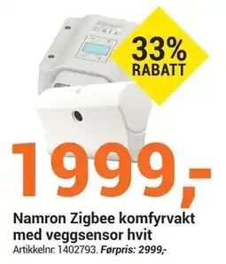 Elektroimportøren Namron Zigbee komfyrvakt med veggsensor hvit tilbud