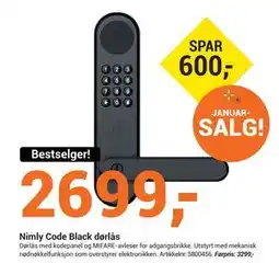 Elektroimportøren Nimly Code Black dørlås tilbud