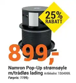 Elektroimportøren Namron Pop-Up strømsøyle m/trådløs lading tilbud