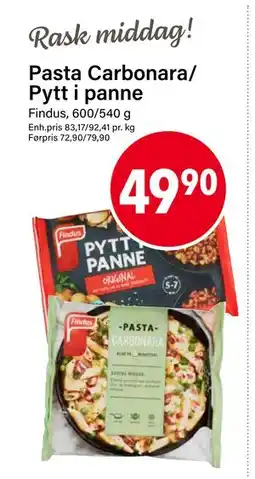 Nærbutikken Pasta Carbonara/ Pytt i panne tilbud