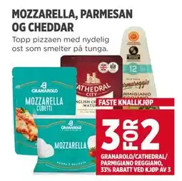 Meny MOZZARELLA, PARMESAN OG CHEDDAR tilbud
